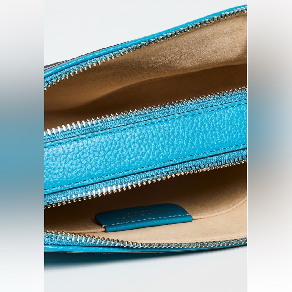 Tory Burch Turquoise Leather Camera Bag with Orange Strap - Picture 5 of 5